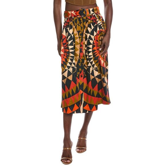 FARM Rio Dresses & Skirts - Farm Rio Womens Heart Deco Black Button Down Midi Skirt